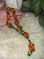 Louis Rousselet Rare Gorgeous Gripoix Green & Amber Glass In 25 Inches Long! D5