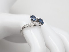 Vintage $6000 1.85ct NO HEAT Blue Sapphire Diamond 14k White Gold BYPASS Ring