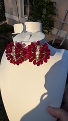 Glamorous large vintage MCM rhinestone, red dangle crystal cha cha clip earrings