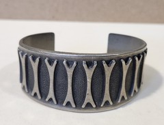 Vintage Brodrene Mylius Mid-Century Brutalist Pewter Cuff Bracelet “Dance”