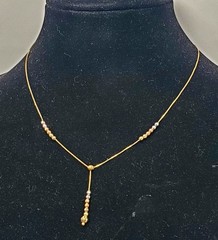 Vintage 14k Yellow Gold & Tri-Gold Faceted Bead Station Y Drop Necklace 16.5″