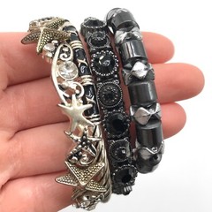 Ladies Lot Of 4 Stretchable Retro Fashion Bracelets