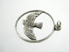 Vintage BLI Sterling Silver Etched Dove Bird Pendant 925 2.9g 7/8 Inch Diameter