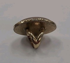 Huge vintage statement ring taupe stone 2 inch oval gold metal costume size 7