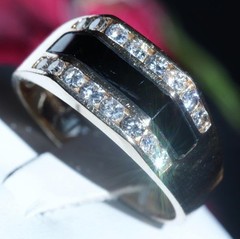 14k yellow gold ring 1.00ct onyx diamond size 10.5 vintage handmade 6.95gr