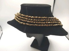 Antique Gold Glass Crystal Diamond Cut Bead Necklace 4 Strand 1910 -1920 Rare