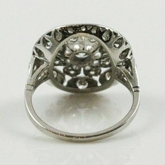 Art Deco Style Floral Round Lab Created Diamond 14K White Gold FN Wedding Ring
