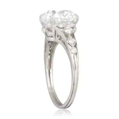2Ct Art Deco Cushion Cut Lab Created Diamond Wedding 14K White Gold Finish Ring