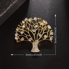 Fashion Tree of Life Brooch Pin with Rhinestone Elegant Alloy Wedding Party Gift