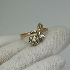 Vintage Original Natural Diamond Rose & White Gold Ring 583 14K Kyiv 1985 3,32 g