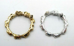VTG 2 Ivy Wreath 1″ Circle Pins Brooch~~Silver Tone Blue, Gold Tone Clear Stone