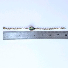 ​Vtg Czech Vitrail Rhinestone Adjustable Length Bracelet Antique Brass Chain
