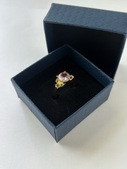 Vintage Pink Cubic Zirconia Ring Gold Plated Womens Size 6.5