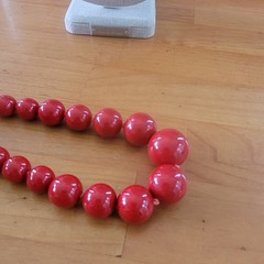 Vintage Coral Red Graduated Glass Bead Necklace Knotted 23in 75g