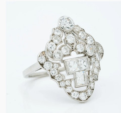 Crystal Clear Square & Round Shape 3.60CT Cubic Zirconia Art Deco Vintage RingFN