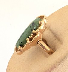 Vtg Sarah Coventry Faux Jade Ring 70s Signed Oriental Melody Adjustable
