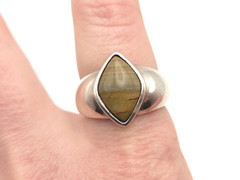 Vintage Sterling Silver Signed SHUBE Southwestern Style Jasper Tapered Ring sz 9