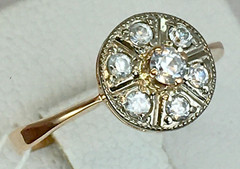 Vintage Original Rose & White Gold Ring with Cubic Zirconia 585 14K Lviv 1990