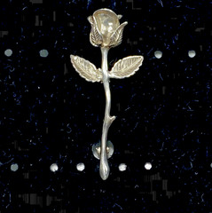 VTG Sterling Silver Signed JC Long Stem Rose Brooch New Old Stock 1 3/4″ 5.8g