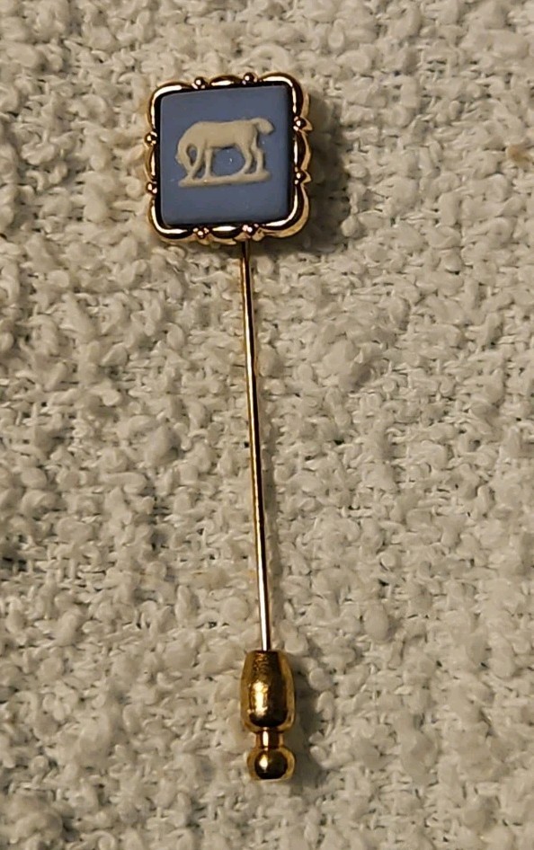 Vintage 1974 Wedgwood Stick Pin Blue Jasperware Horse Cameo