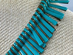 Vintage Egyptian Revival Necklace Robin Egg Blue Plastic Cleopatra Statement Bib