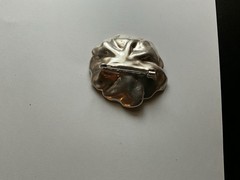 Signed Bat Àmi Sterling Stone Center Puffy Flower Brooch Pin made In Israel