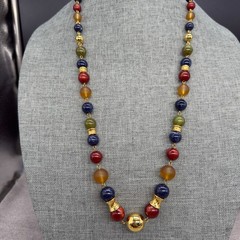 Vintage Necklace Acrylic Lucite Beads Gold Tone Accents 29 Inches
