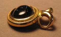 Vintage Sterling Silver Gold Tone Onyx Pendant 6.5g #J4798