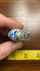 Vintage Murano Venetian Blue Green White Striped Heart Shaped Pendant