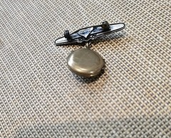 Top Shelf Jewelry Vintage Bar Brooch Pin Locket Signed Faux Pearls