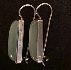 Silver Tone Aqua Glass Hook Clap Drop Dangle Earrings