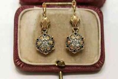 Art Deco Style Round Lab Created Diamond Wedding 14K Yellow Gold Finish Earrings
