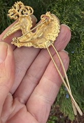 LIND GAL lg vintage Enamel long leg Stork bird Brooch pin jewelry