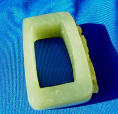 Original Art Deco Antique Old Green Gray Color JADE Sword Slide Guard Fitting