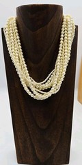 Signed Carolee Vintage Choker Necklace Multi 11 Strand Cream Faux Pearl 17 in
