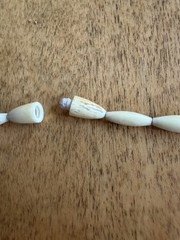 Vintage Hand Carved Floral Bead Necklace Cream Ivory Color Screw Back