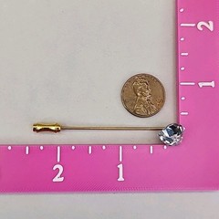 Antique Heart Stick Pin Clear Glass Stone Gold Filled Victorian