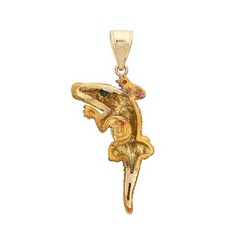 Alligator Pendant Charm Estate 18k Yellow Gold Emerald Eyes Fine Jewelry