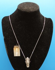 VINTAGE COOKIE LEE ANGEL FLASK JAR SCENT SILVERTONE NECKLACE W LID & TAG