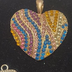 Vintage Heart Pendant Lot Mixed Materials And Styles