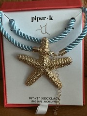 Piper. K Seastar starfish pendant 16”+3”necklace NWT lead safe nickelfree