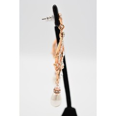 Crystal Dangle Earrings Rose Gold Rhinestone White Pearl Sparkling BinAK
