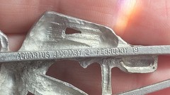 Cathedral Figural Aquarius Woman Horoscope Pewter Necklace Vintage 1970th