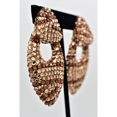 Bellini Formart Vintage Crystal Clip On Earrings Dangle Tiger Signed 1980s BinBJ