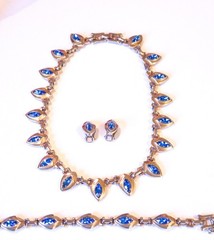Vintage Barclay Goldtone Rhinestone Necklace, Bracelet & Earrings Set