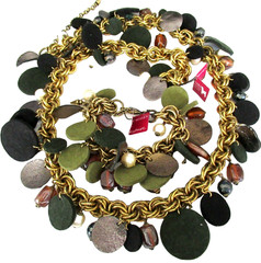 NWT REBECCA MOSES For WILD ABOUT CASHMERE Rare Heavy Glass Necklace Bracelet Set