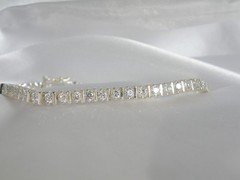 Sterling Silver 925 Cubic Zirconia Bar Link Tennis Bracelet 7.5″