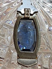 Vintage Art Deco Necklace Blue Glass Articulated 15 Inches/2.25 In Pendant READ