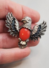 2 Signed Vtg Enamel Brooches: NAPIER U.S. Flag, GERRYS Patriotic Eagle