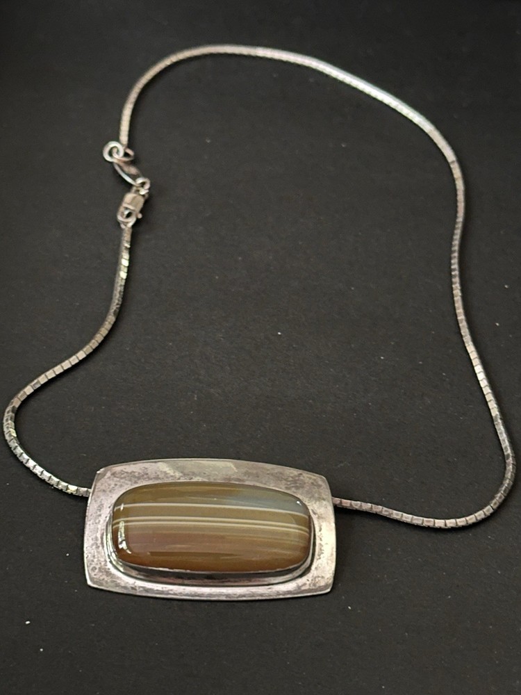 VTG PAOLO ROMEO Designer STERLING SILVER Snake Chain Necklace/Pendant 16″